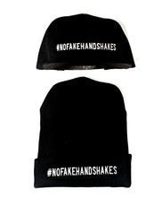 Load image into Gallery viewer, #NoFakeHandShakes White/Black Snap Beanies
