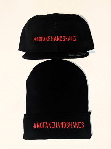 #NoFakeHandShakes Red/Black Snap Beanies