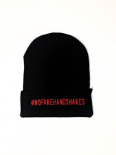 Load image into Gallery viewer, #NoFakeHandShakes Red/Black Snap Beanies